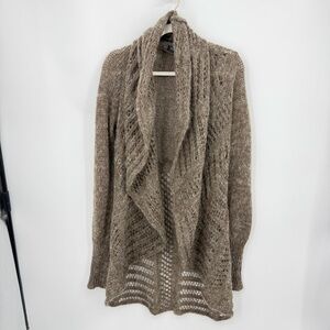 Helen Welsh Wool Mohair Knit Long Sleeve cardigan Shawl One Size BROWN